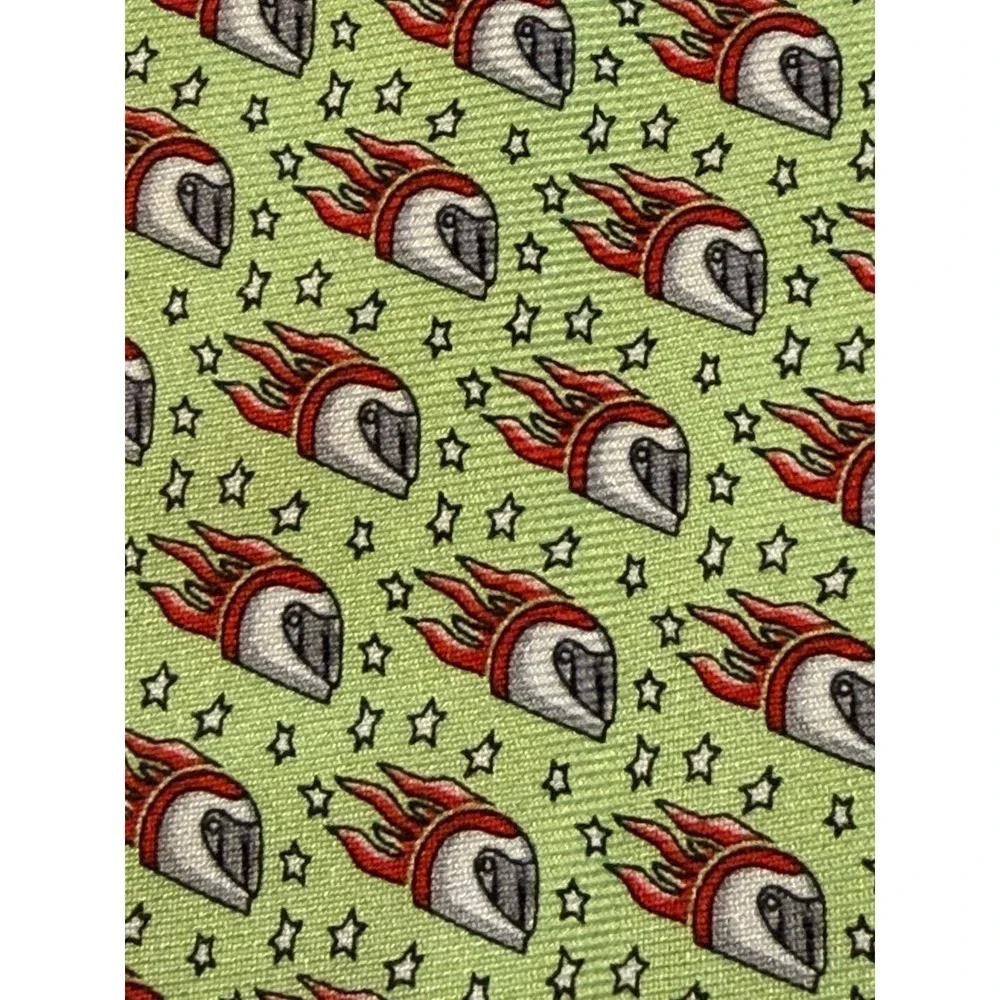 V Foundation Mario Andretti Super Mario Silk Tie Green Racing Helmet Novelty USA